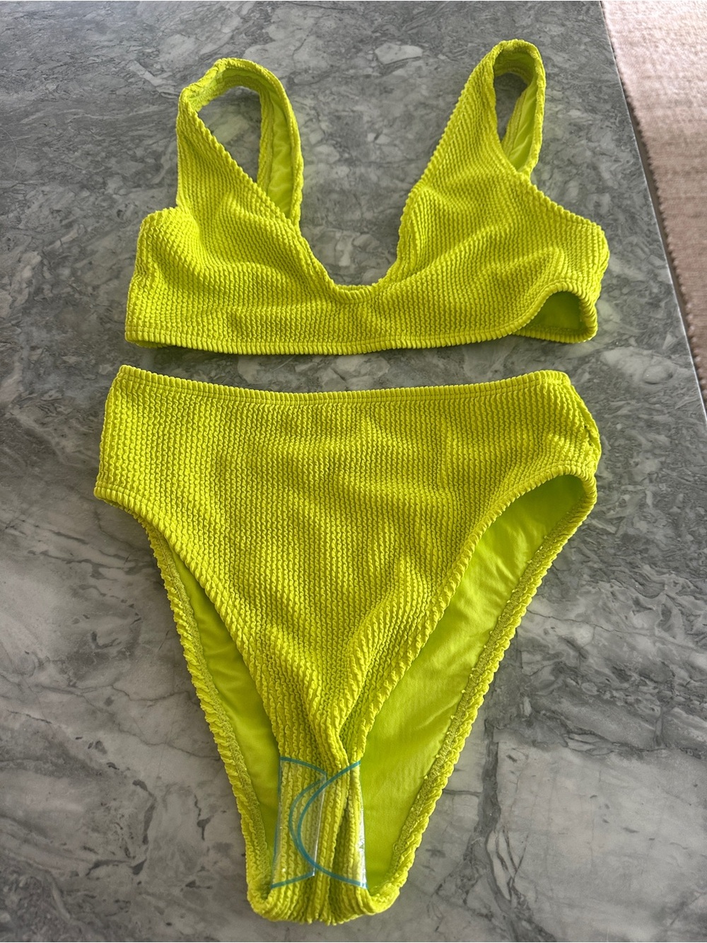 H&M Neon Yellow Textured Ribbed Bikini Set - Picture 5 of 5
